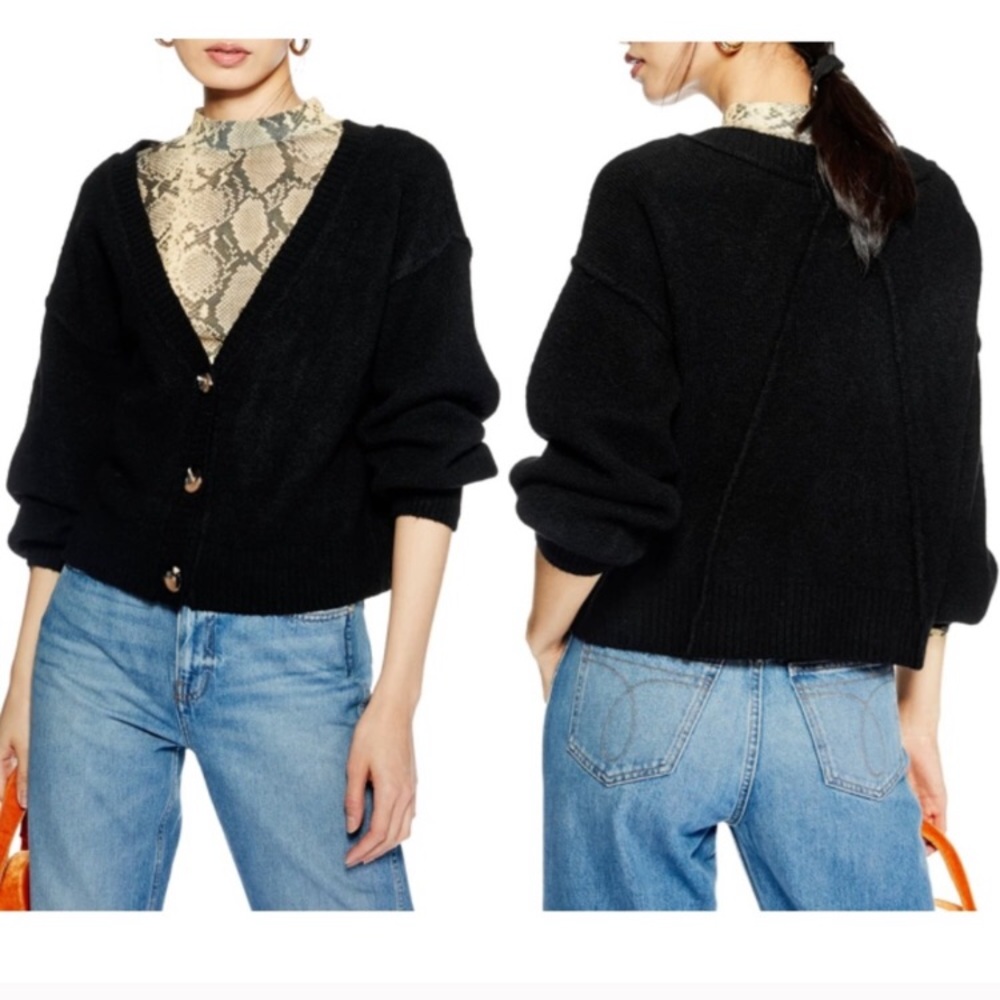 TOPSHOP Horn Button Crop Cardigan